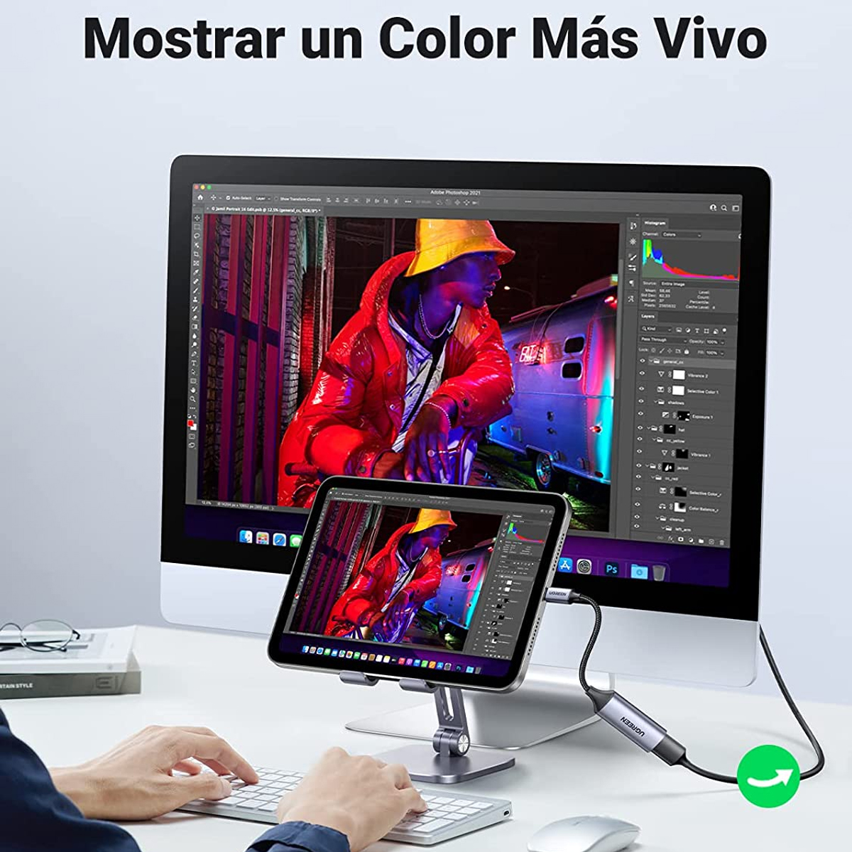 Cable Adaptador USB C a HDMI 4K@60Hz Convertidor Thunderbolt 3Longitud del cable 10cm