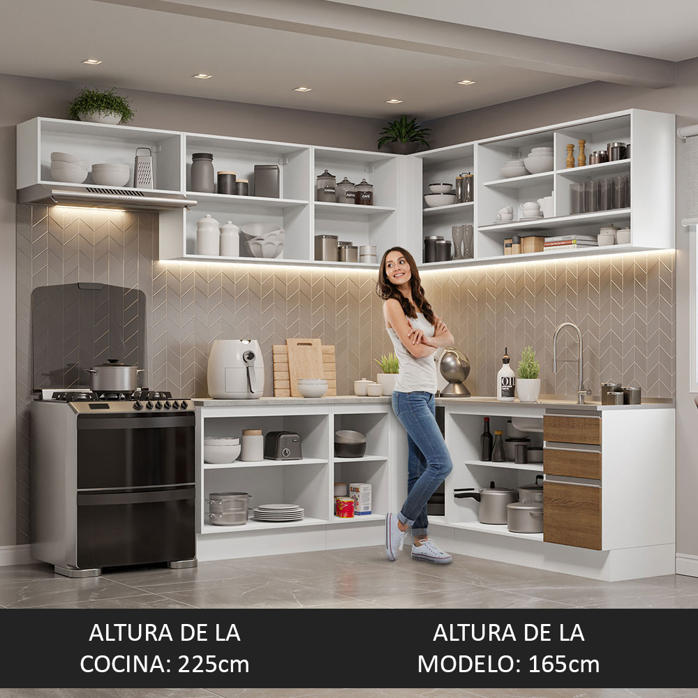 Cocina Integral de Esquina 469cm Madesa Glamy BM 01