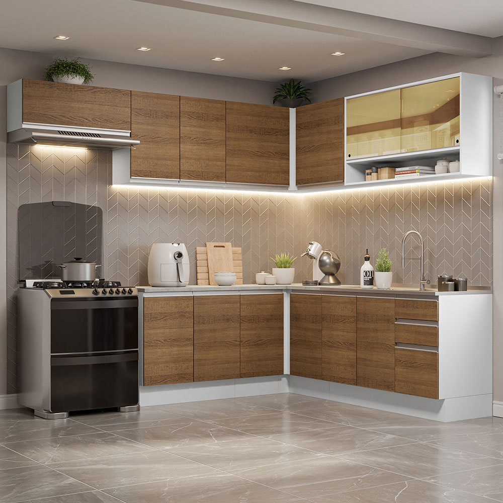Cocina Integral de Esquina 469cm Madesa Glamy BM 01