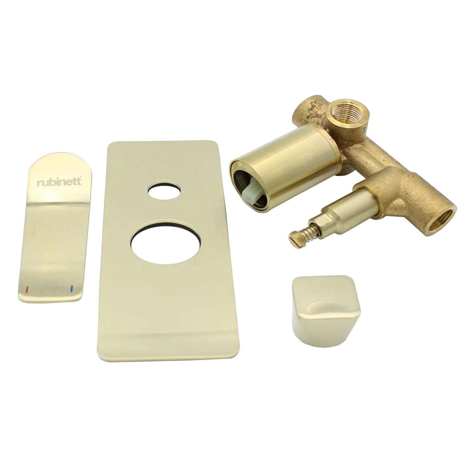 Monomando Para Regadera con desviador Para Tina Rubinett Rectangular Dorado De Super Lujo