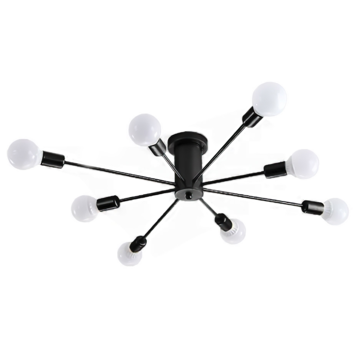 Lampara de techo estilo industrial hierro forjado minimalista negro con blanco 8 luces