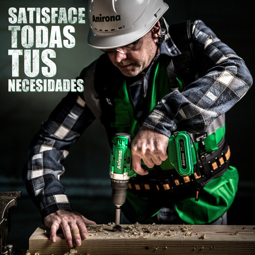 Taladro atornillador inalámbrico de 10mm Anirona AA2015-30 20V + 1 batería de 1.5Ah + accesorios con maletín de transporte