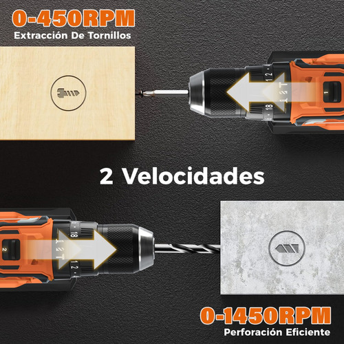Taladro Percutor Inalámbrico Con 2 Baterías De Litio