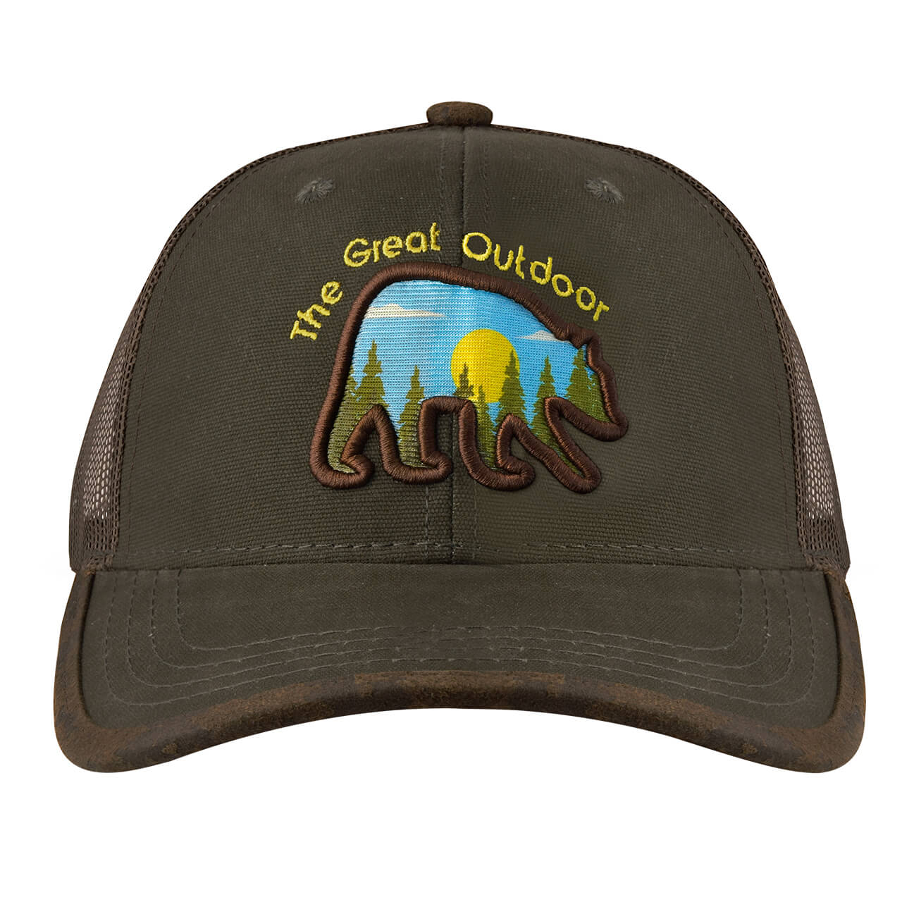 Gorra con malla y ajustador de plástico, The Great Outdoor, verde olivo con café