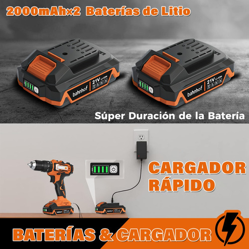 Taladro Percutor Inalámbrico Con 2 Baterías De Litio