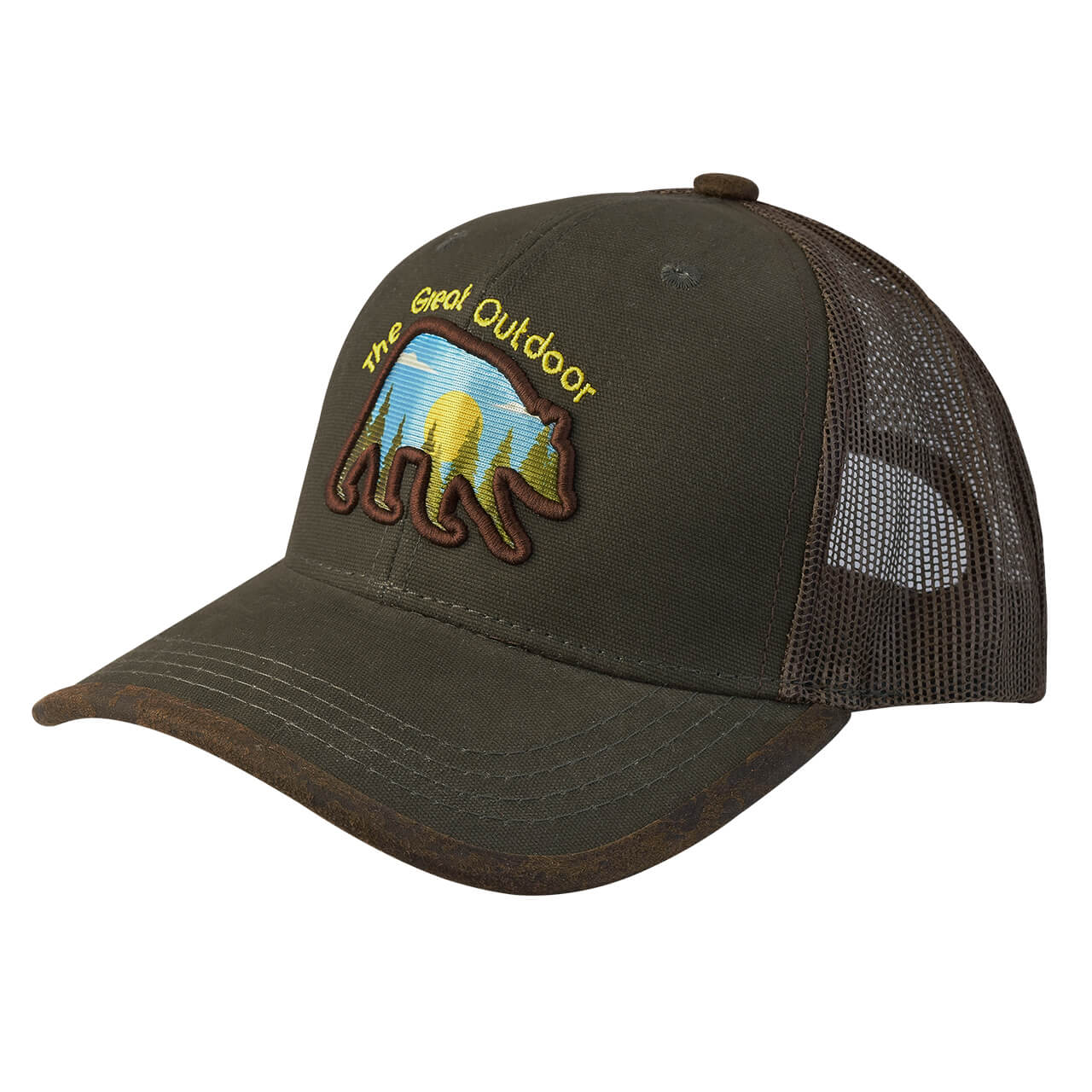 Gorra con malla y ajustador de plástico, The Great Outdoor, verde olivo con café