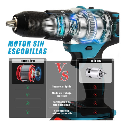 Kit D/taladro Atornillador Tooscl Inalámbrico Eléctrico 80nm