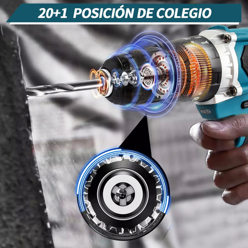 Kit D/taladro Atornillador Tooscl Inalámbrico Eléctrico 80nm