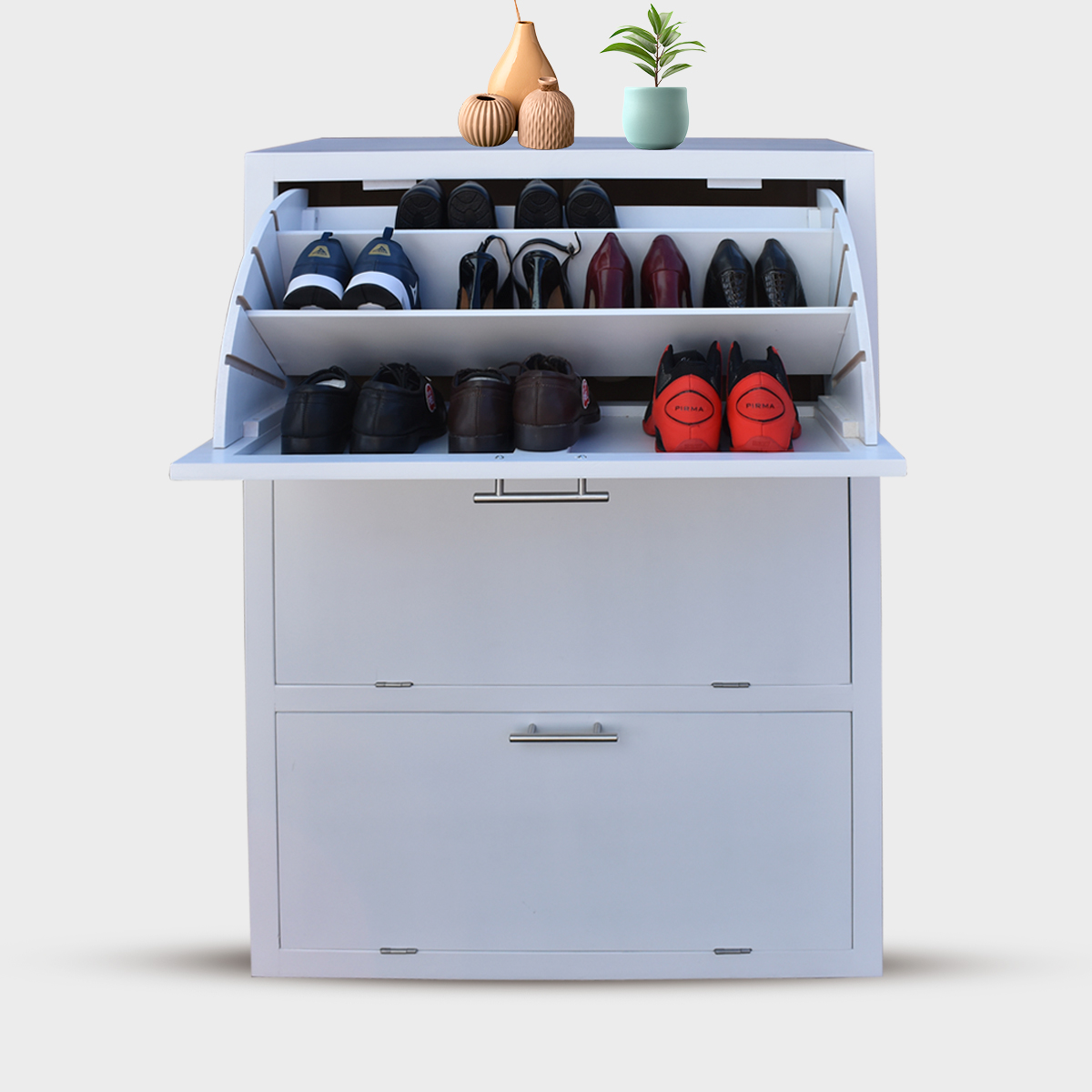 Mueble Zapatero De Madera Para 36 O 24 Pares Moderno Blanco 