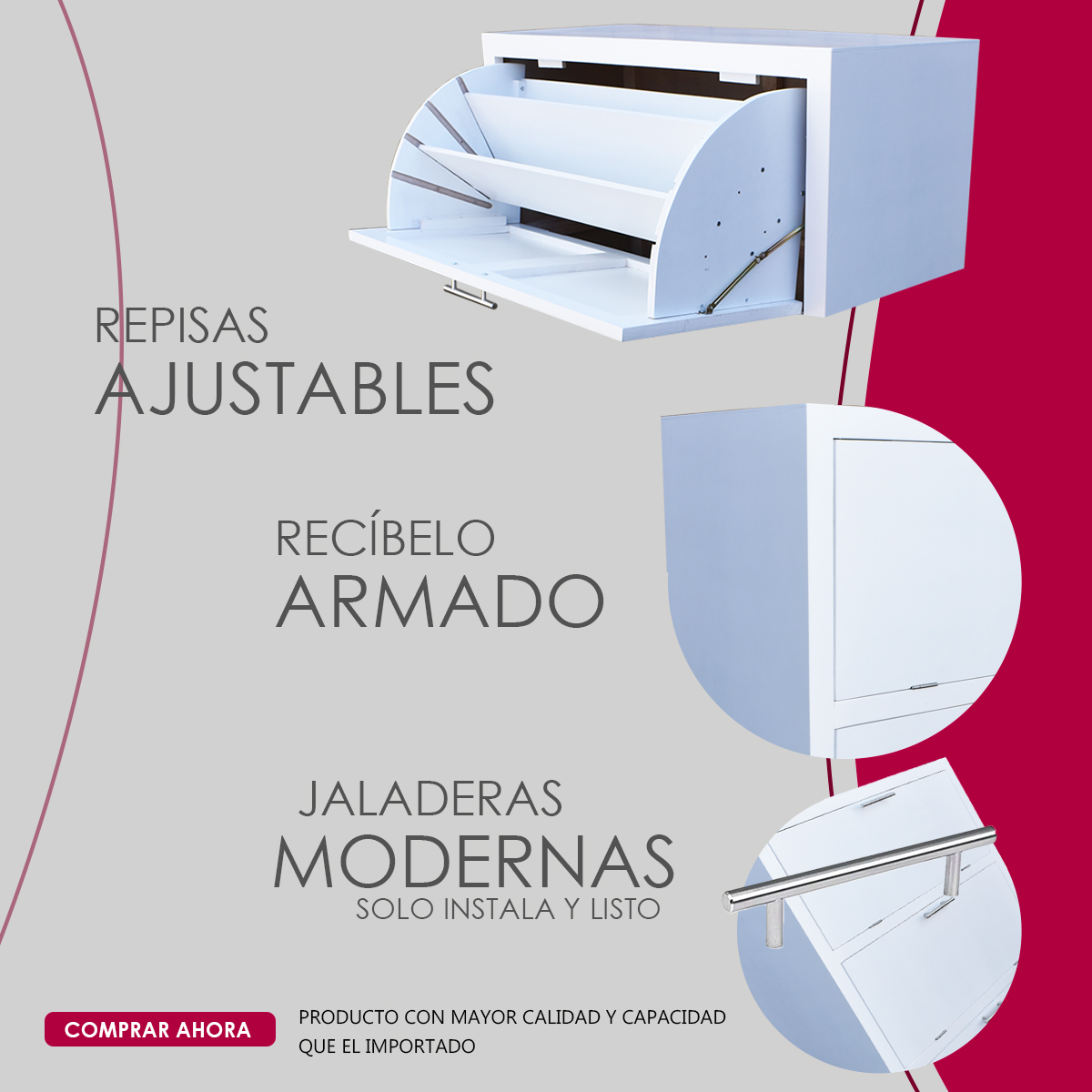 Mueble Zapatero De Madera Para 36 O 24 Pares Moderno Blanco 
