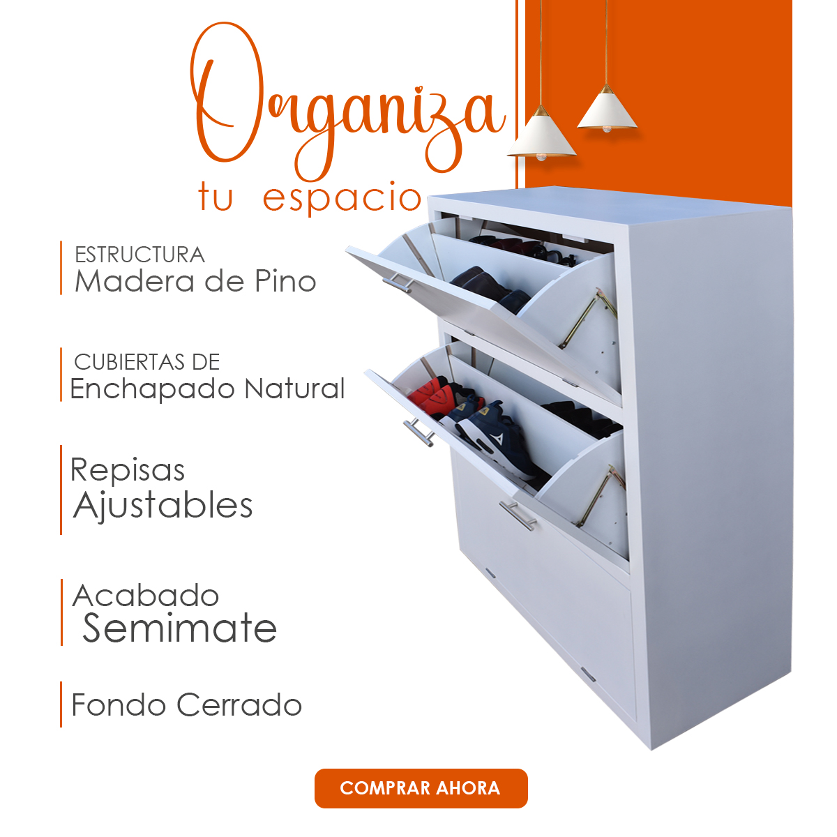 Mueble Zapatero De Madera Para 36 O 24 Pares Moderno Blanco 