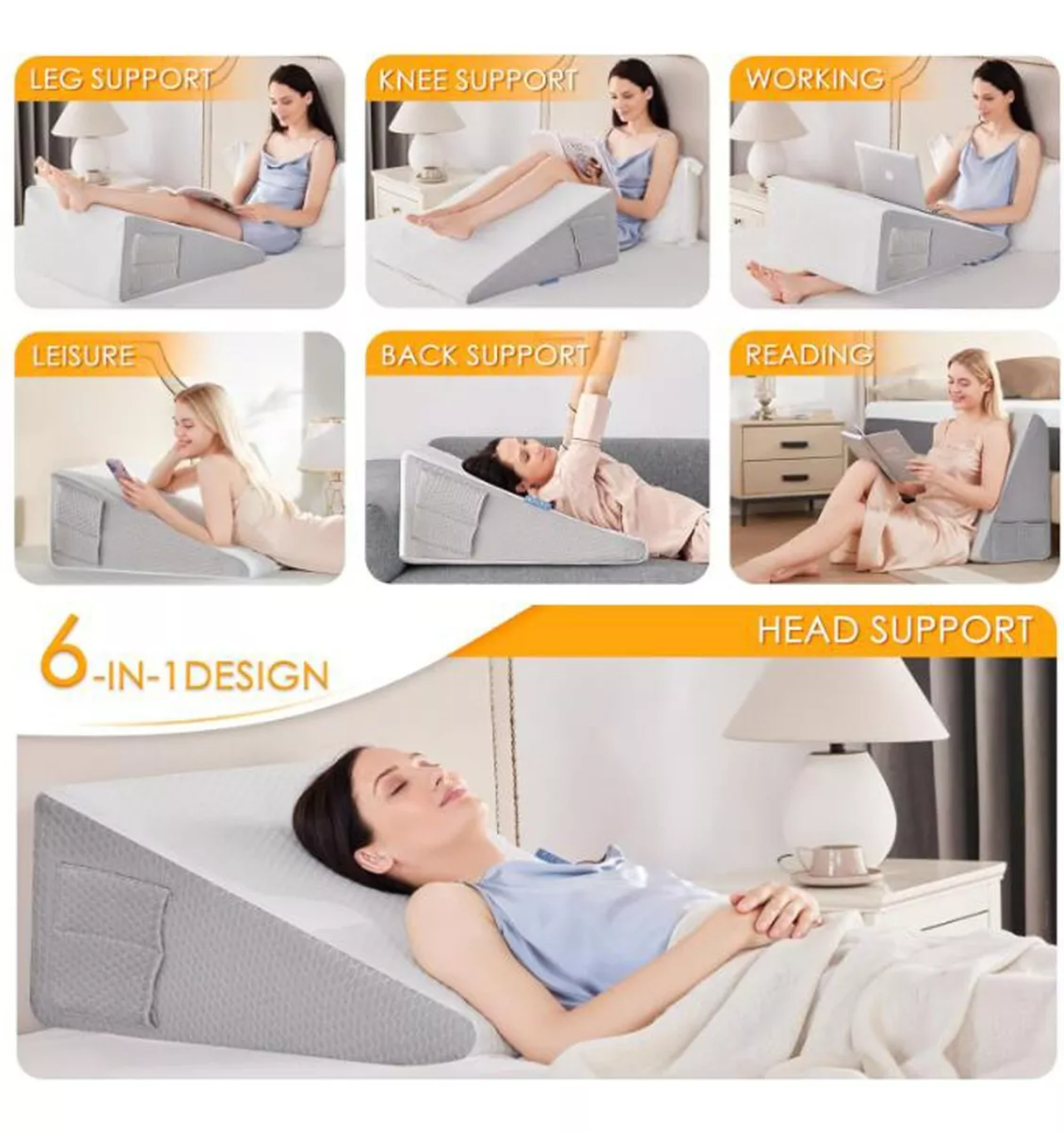 Almohada Cojin Antireflujo Tipo Cuña Respaldo Grande Adulto