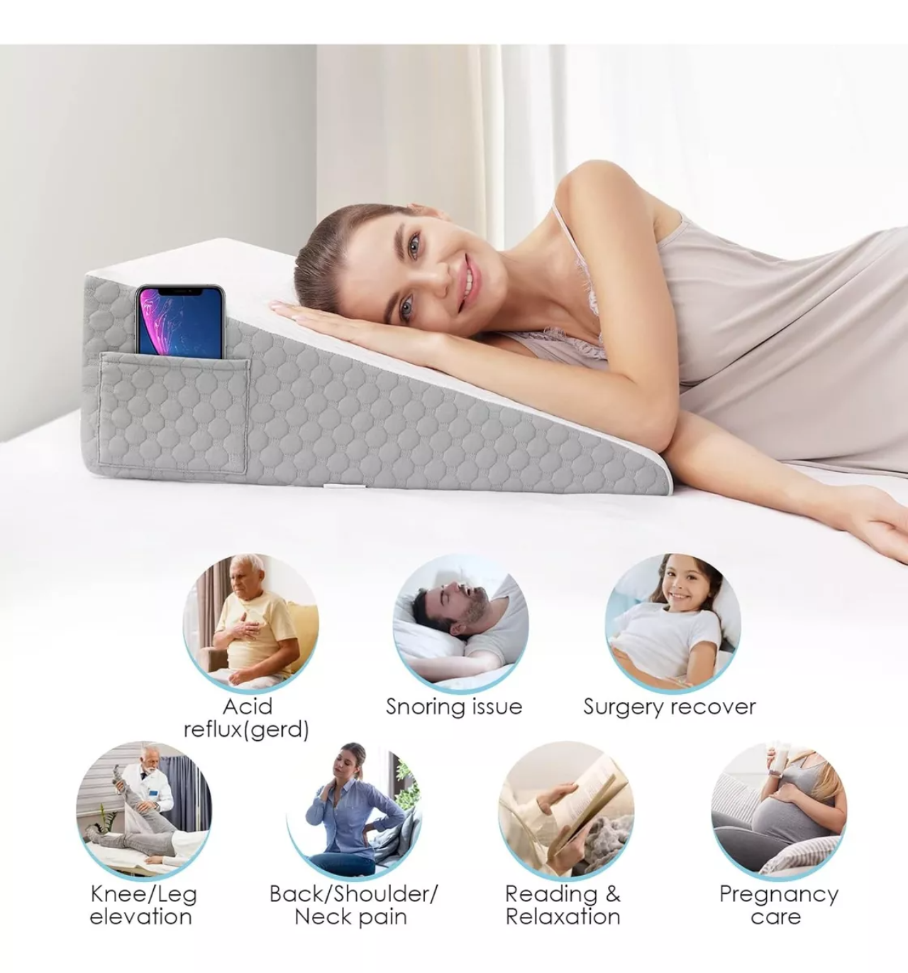 Almohada Cojin Antireflujo Tipo Cuña Respaldo Grande Adulto