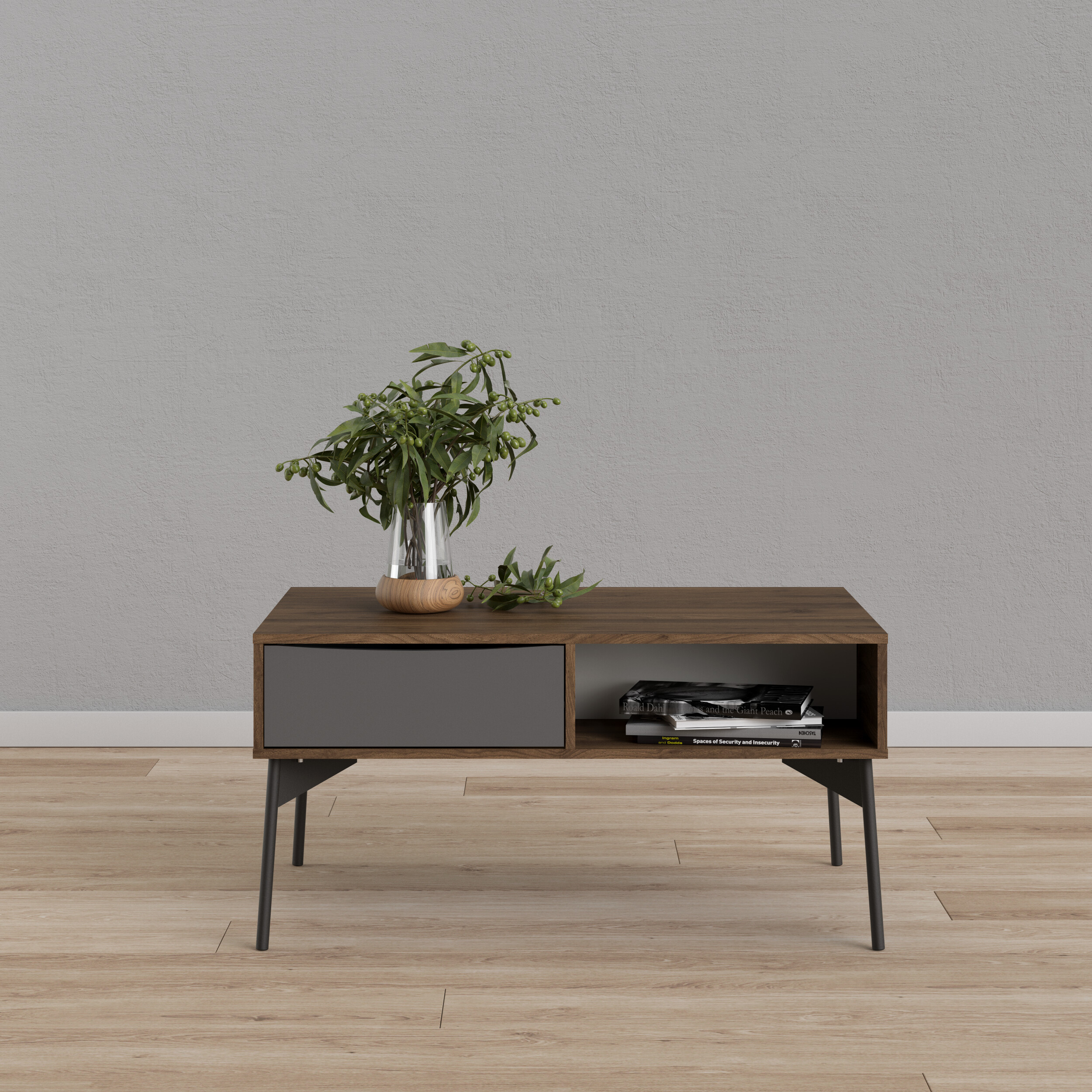 Mesa de Centro Rectangular Multicolor con 1 Cajón y 1 Espacio de Almacenamiento. Estructura de Madera MDF