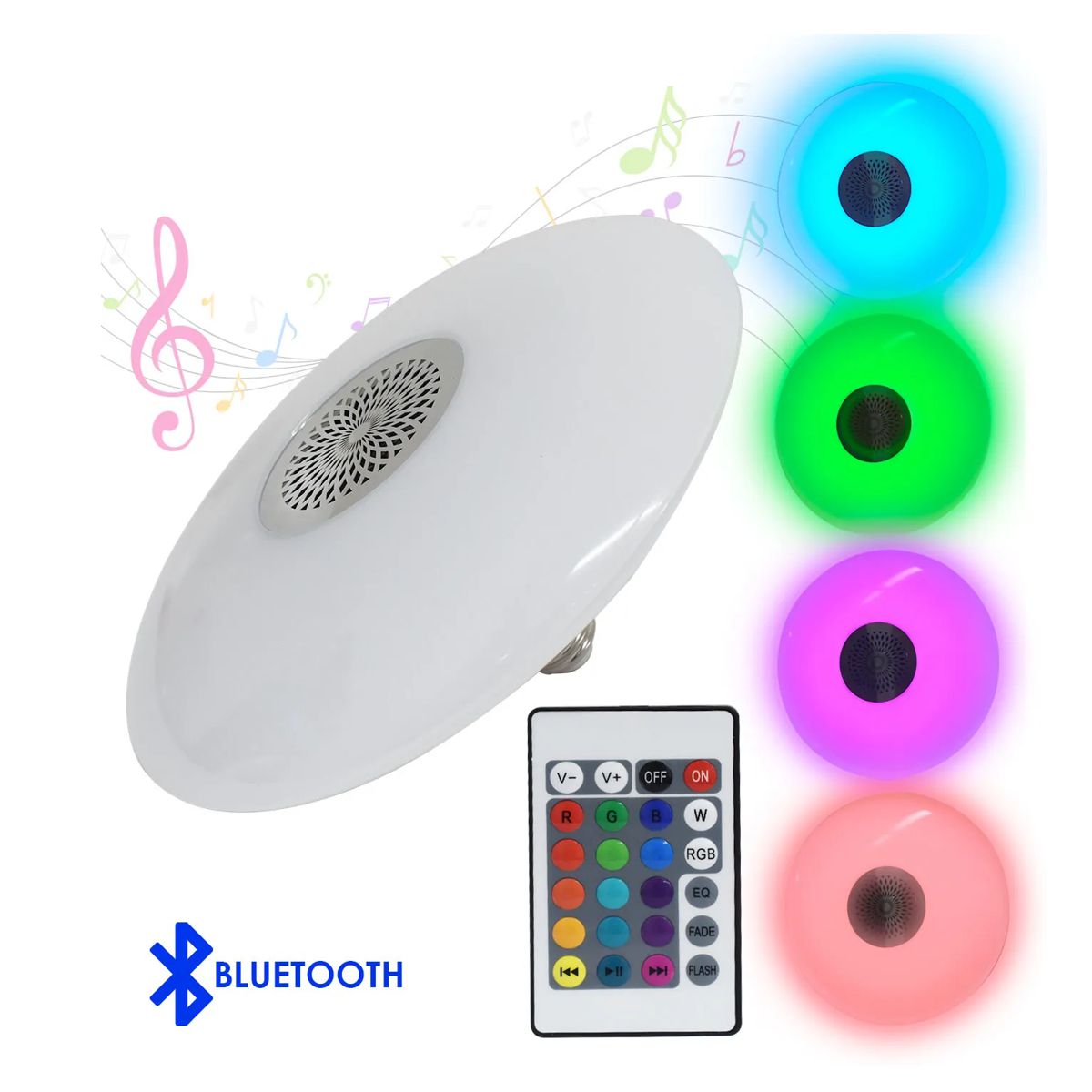 Foco Bocina Luz LED RGB 48W Con Control Remoto