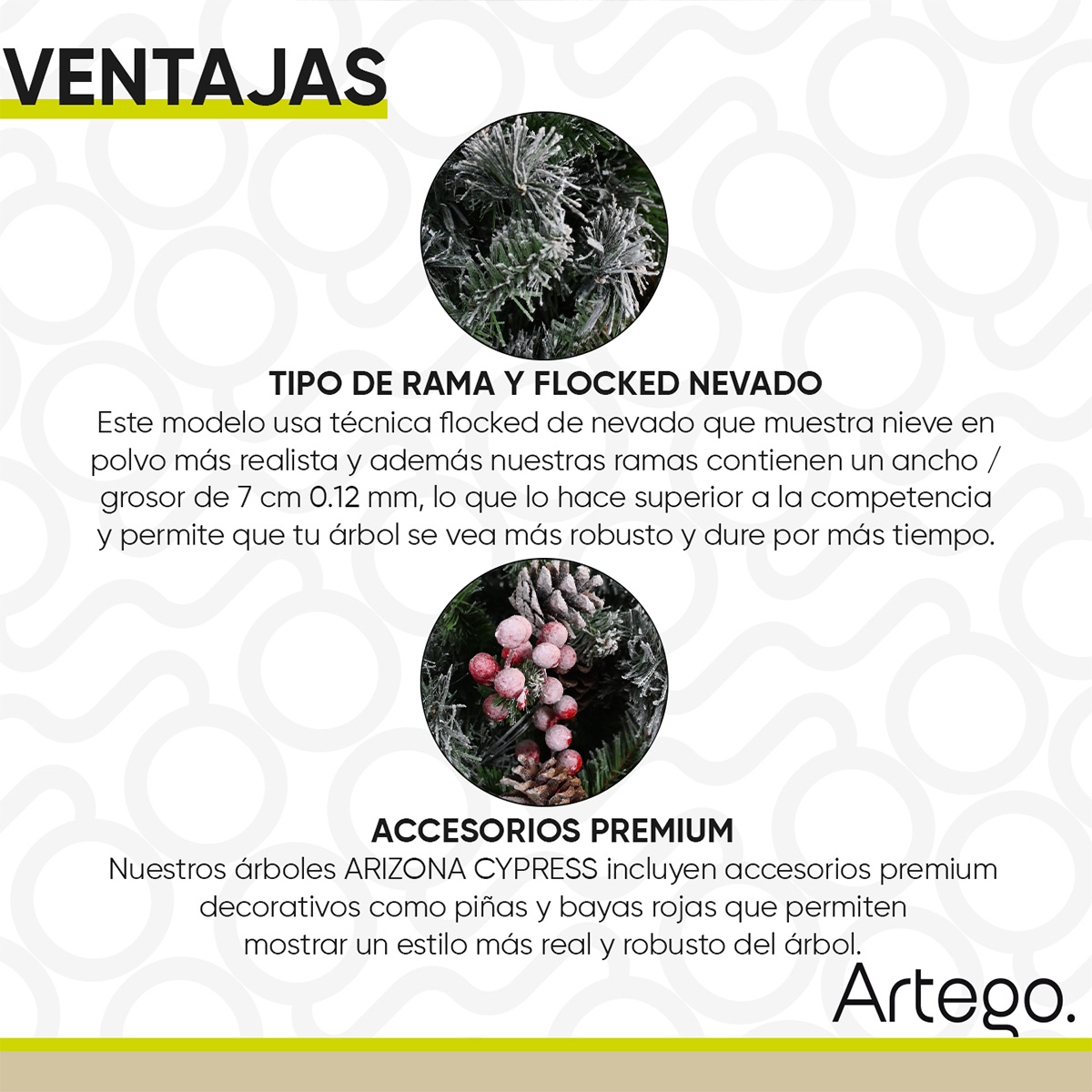 Árbol De Navidad Nevado Premium * Con Berries Y Piñas * Arizona Cypress De 2.2m De Alto Artego Thin Flocked Nevado Pino Artificial Frondoso + Maleta Transportadora Christmas Tree Decoración Navideña