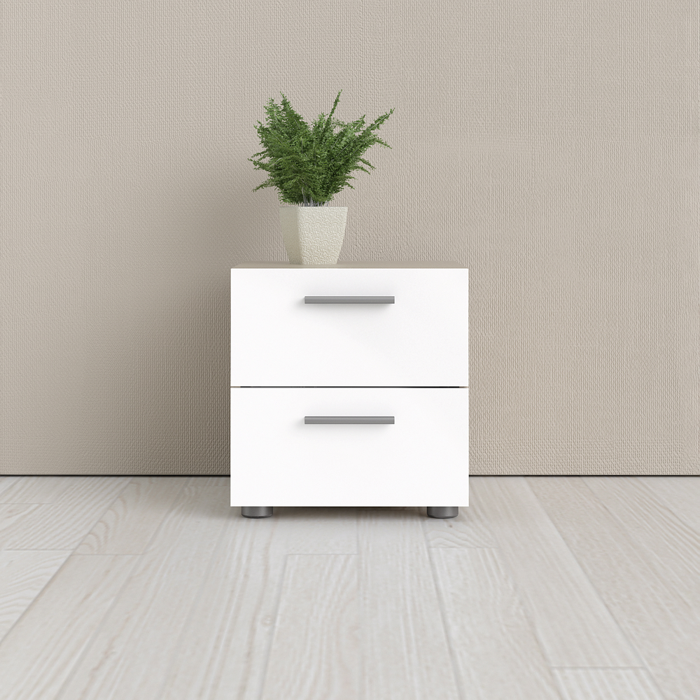 Buró Blanco con 2 Cajones y Jaladeras Efecto Metal Hecho en Madera MDF