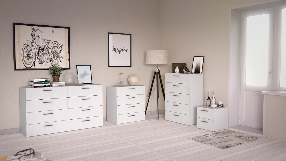 Buró Blanco con 2 Cajones y Jaladeras Efecto Metal Hecho en Madera MDF