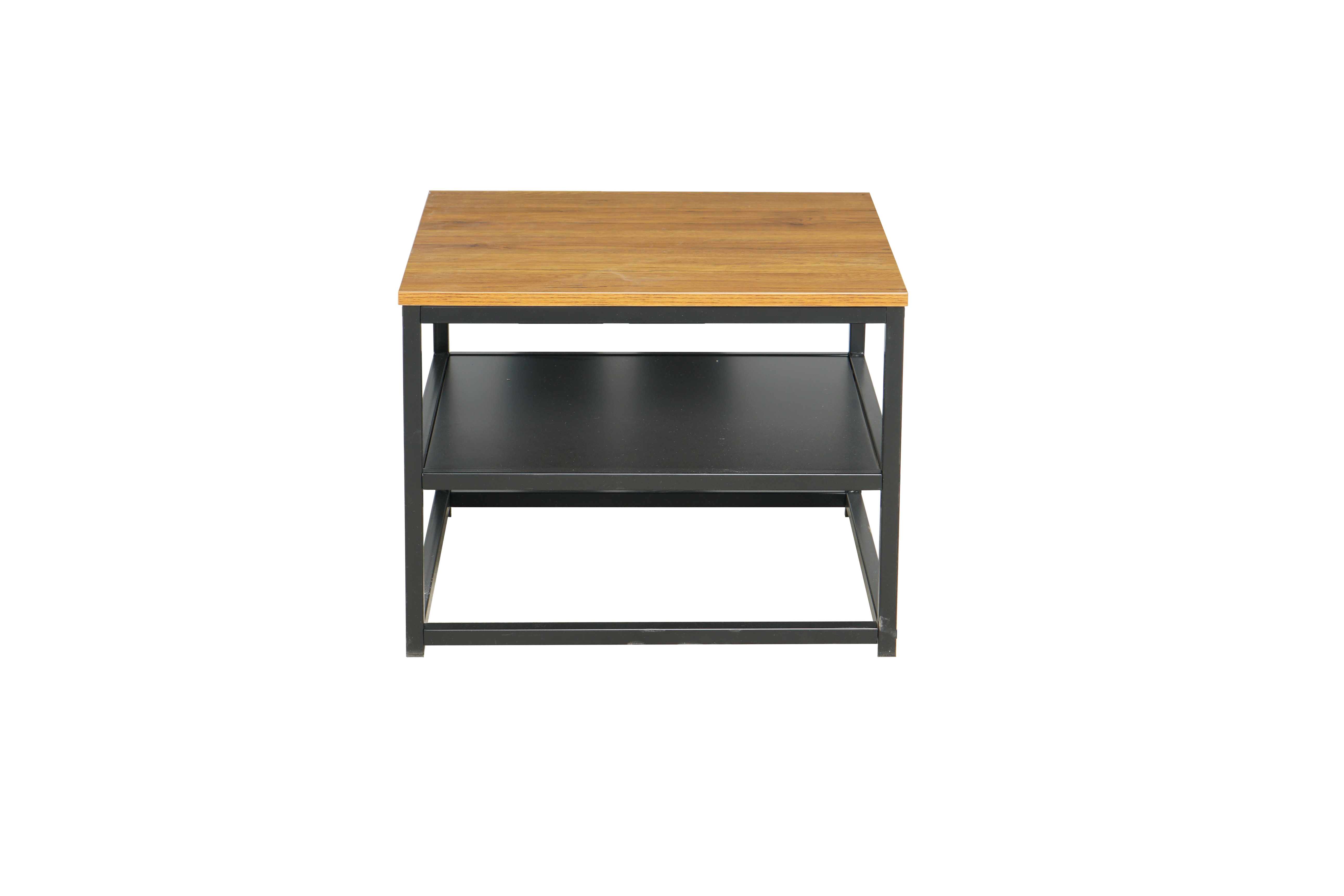 Mesa de Centro Cuadrada con Tablero de MDF y Estructura Metálica Negra