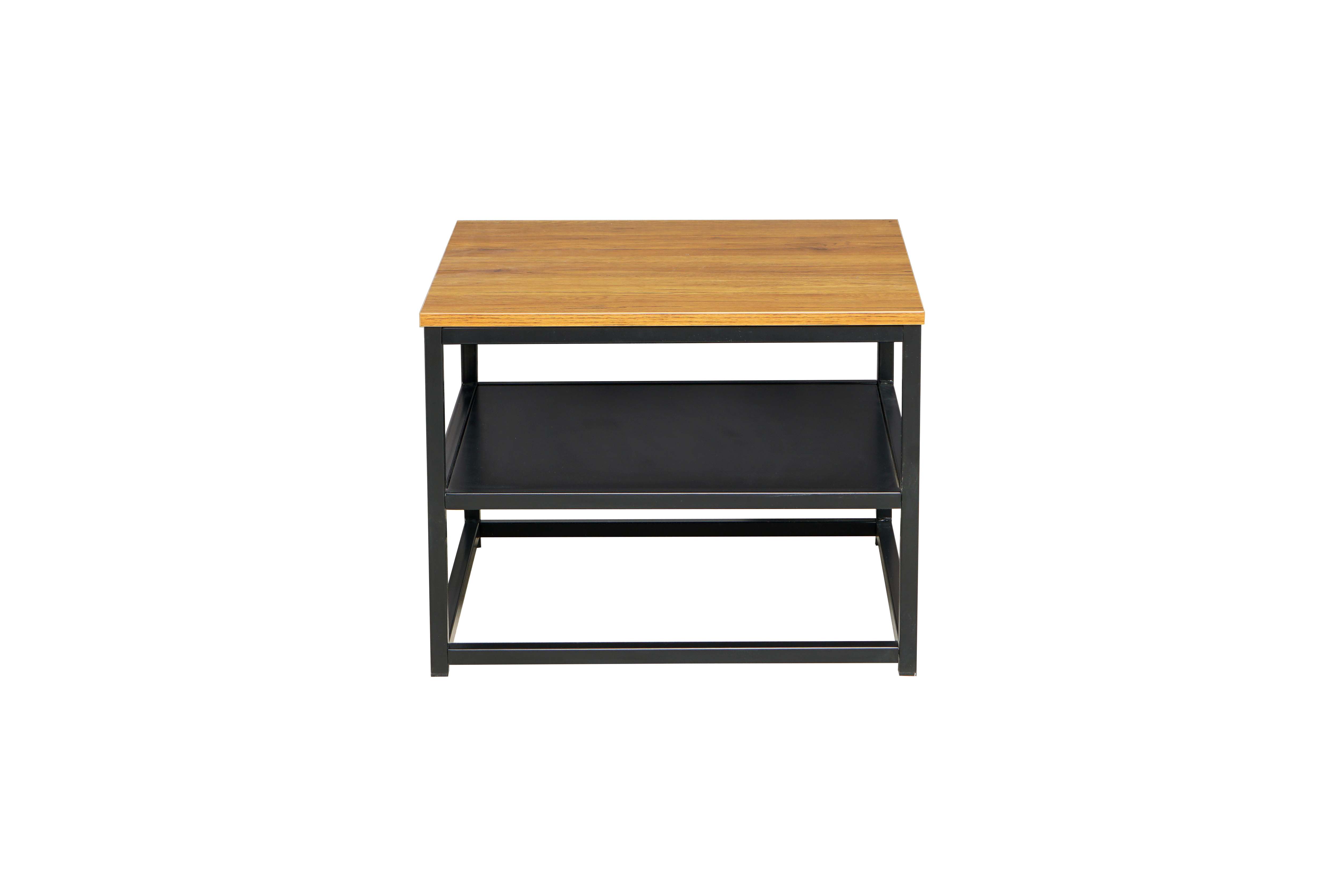 Mesa de Centro Cuadrada con Tablero de MDF y Estructura Metálica Negra