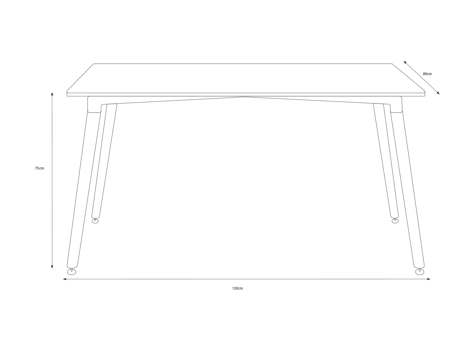Mesa Rectangular para Comedor Negra con Patas de Madera 120cm (Ancho)* 80cm (Profundo)
