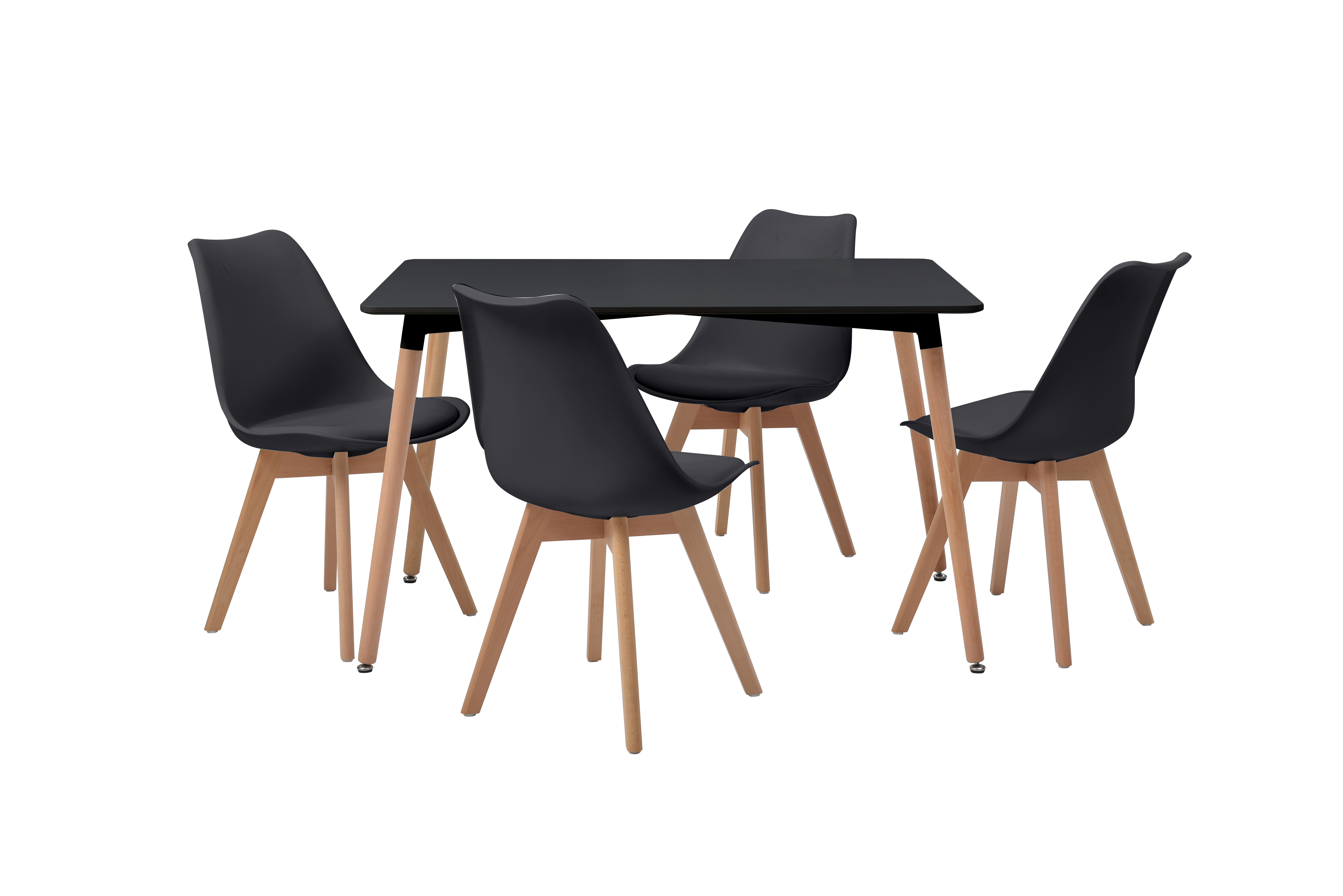 Mesa Rectangular para Comedor Negra con Patas de Madera 120cm (Ancho)* 80cm (Profundo)