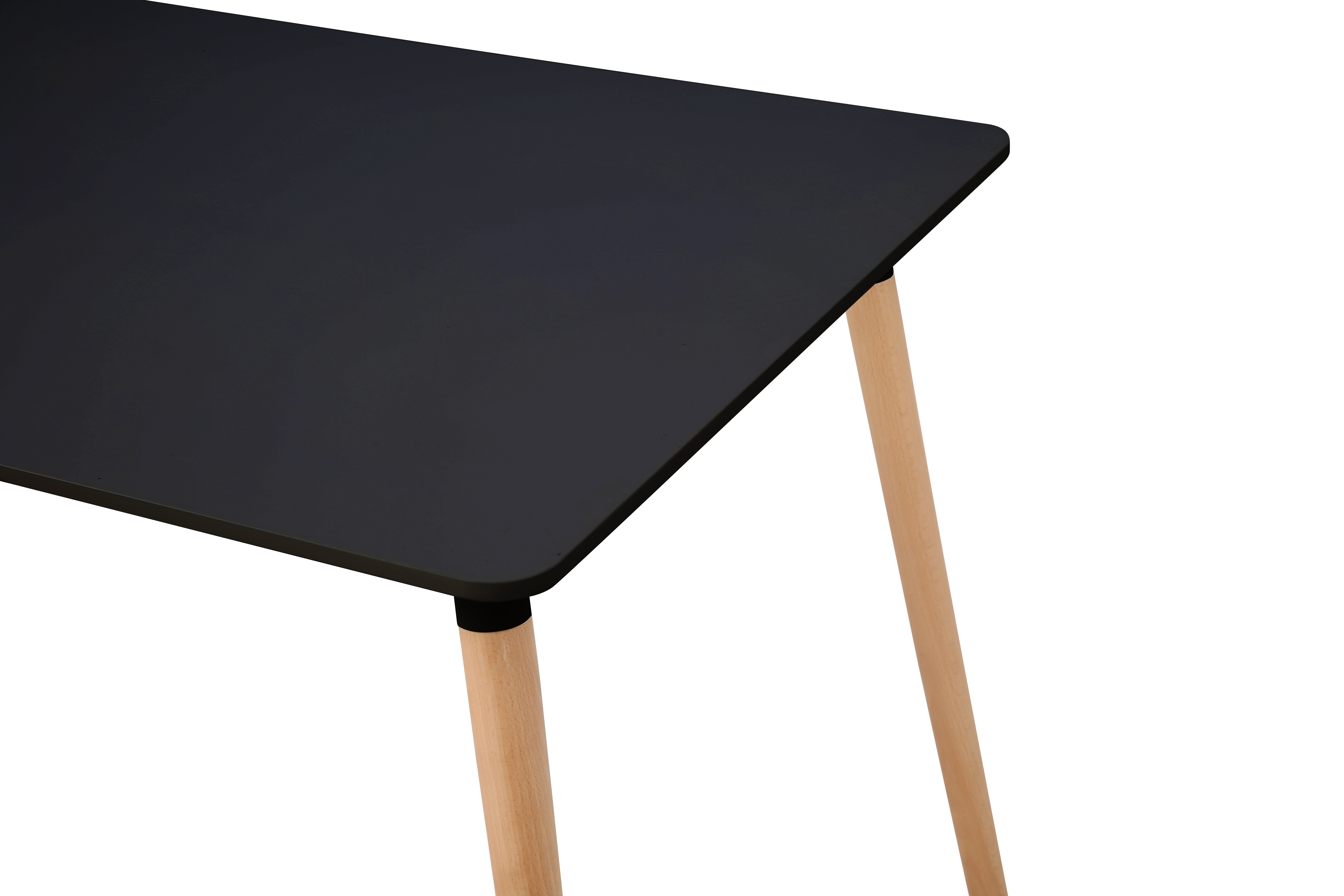 Mesa Rectangular para Comedor Negra con Patas de Madera 120cm (Ancho)* 80cm (Profundo)