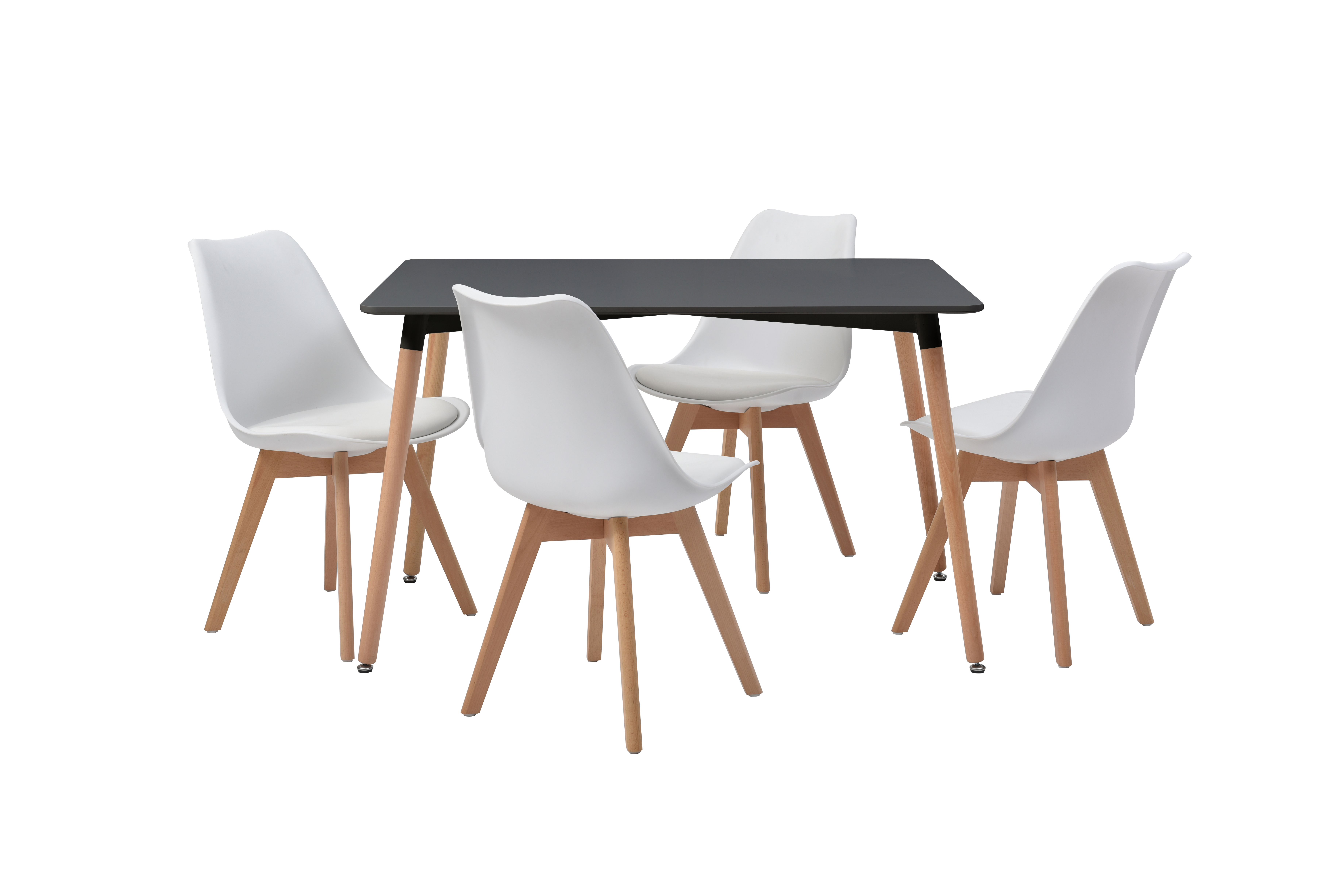 Mesa Rectangular para Comedor Negra con Patas de Madera 120cm (Ancho)* 80cm (Profundo)