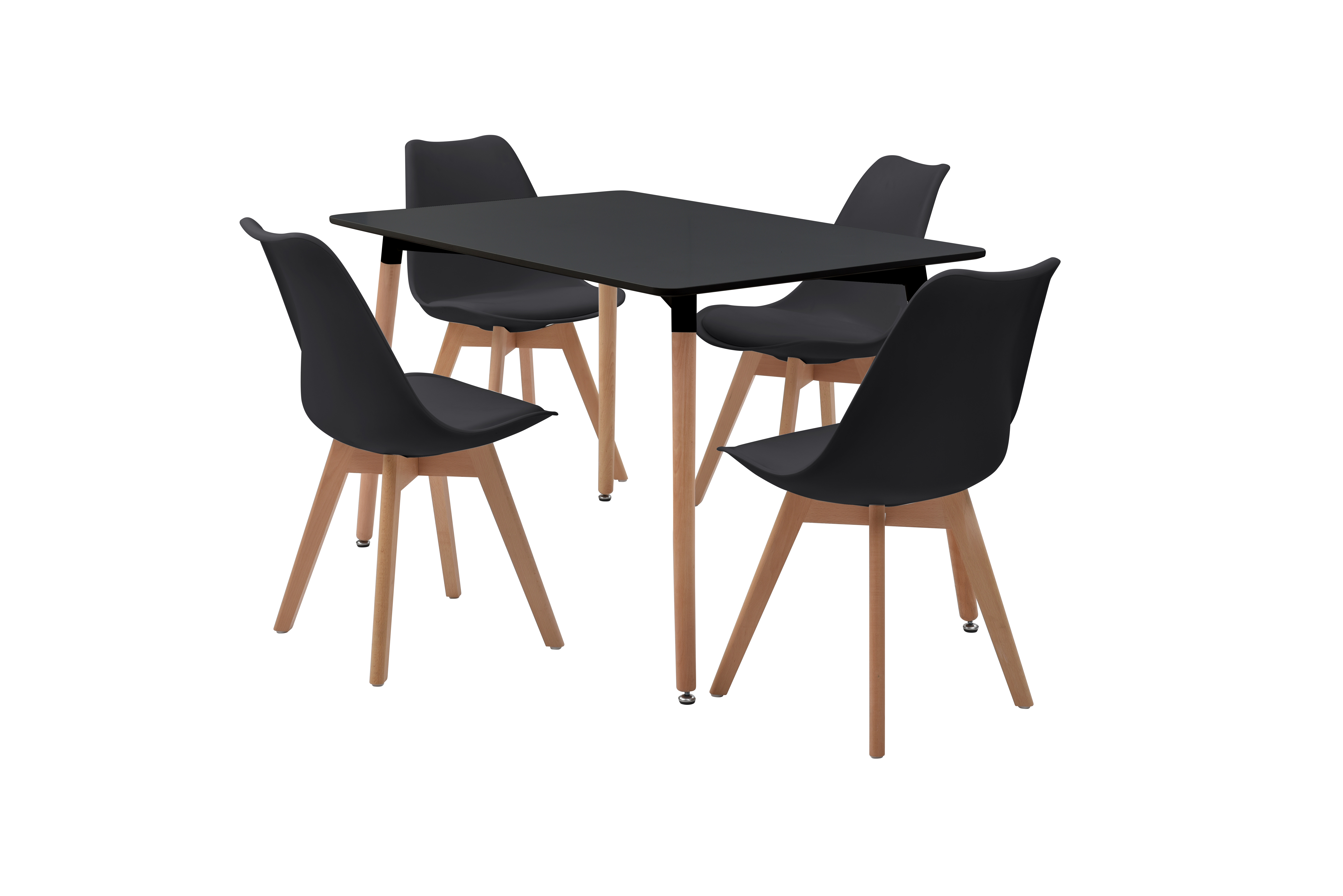 Mesa Rectangular para Comedor Negra con Patas de Madera 120cm (Ancho)* 80cm (Profundo)