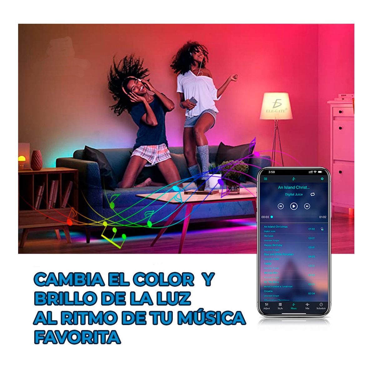 Tira de 20 Metros De Luces Led RGB Control IR y APP Bluetooth