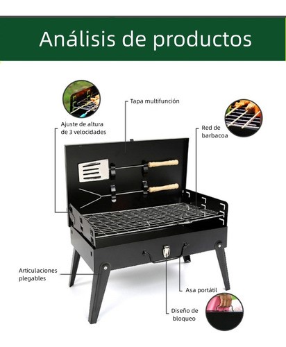 Parrilla Asador Plegable Con Accesorios Camping Portátil Bbq