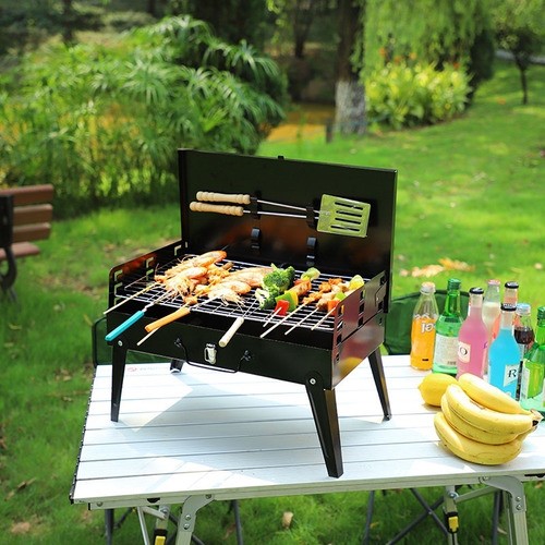 Parrilla Asador Plegable Con Accesorios Camping Portátil Bbq