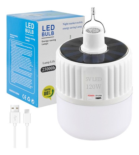Foco Led Lampara Solar Emergencia 120w Portátil Recargable