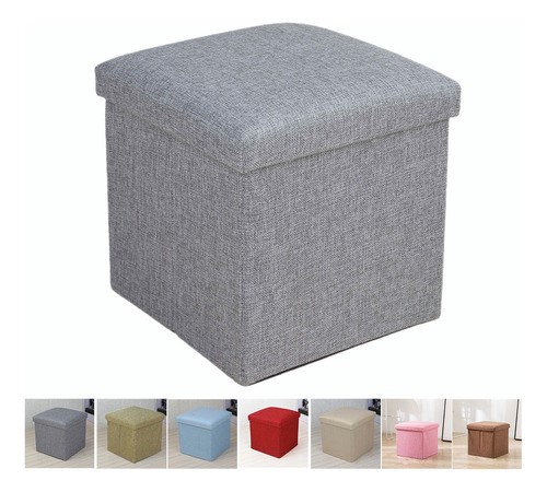 Puff Silla Cubo Organizador Plegable Con Cajón Almacenador GRIS