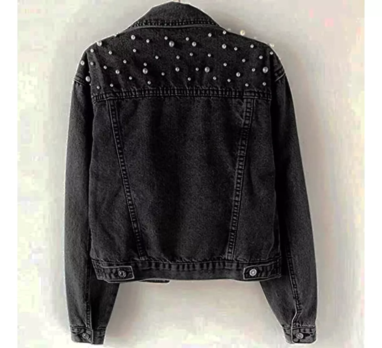 Abrigo De Chaqueta De Perlas De Mezclilla Para Mujer Moda