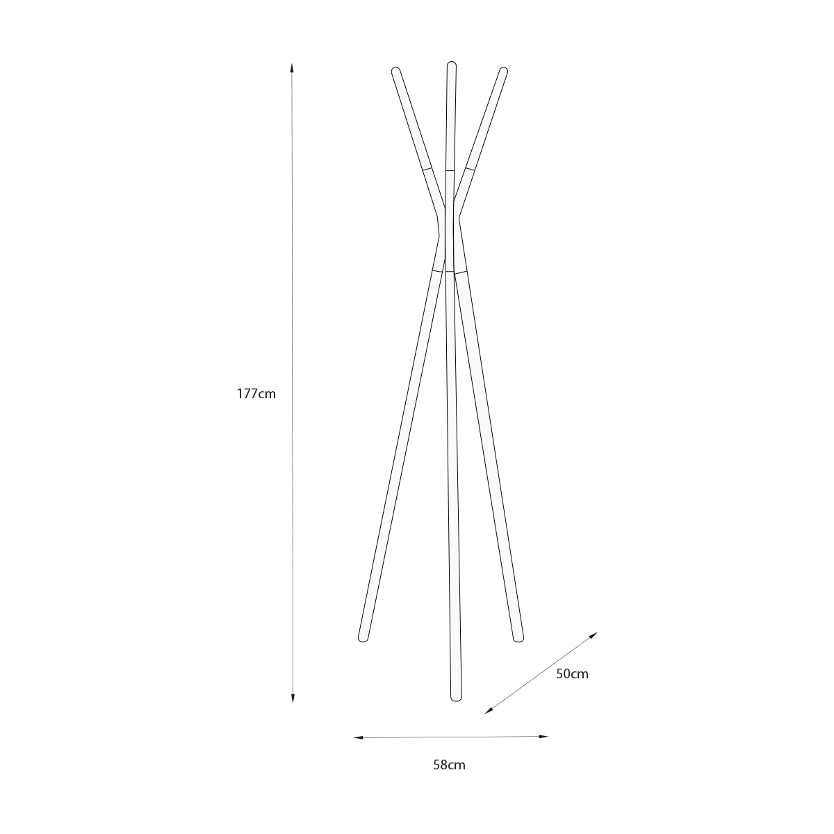 Perchero de Madera de Pino Color Madera y Blanco (Alto: 177cm)