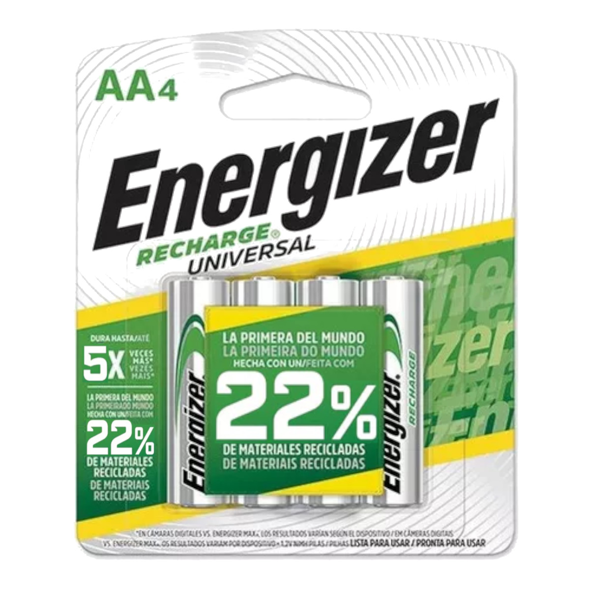 Pilas Baterías Energizer Recargables 4 piezas AA