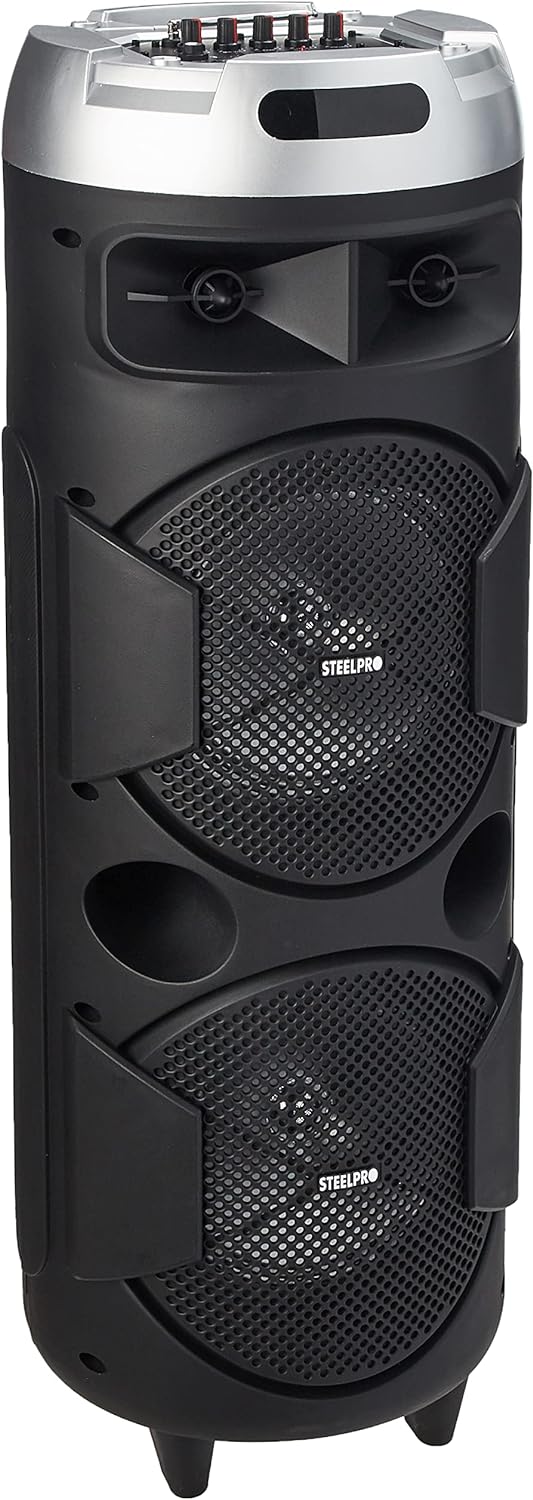 Steelpro Bocina Portátil Cuadrafónica Inalámbrica LED 360 Sonido Envolvente de 18000 Watts