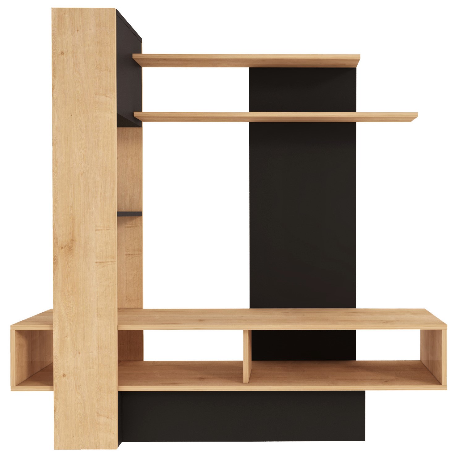 Mueble para TV Gris y Madera con Entrepaños y Zonas de Almacenamiento Apto para TV de Hasta 46 Pulgadas