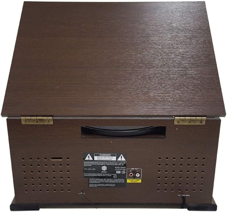 Select Sound Tornamesa con Bluetooth Tipo Vintage, Reproductor de Vinilos LP de 3 Velocidades con Bocinas Integradas, Grabación de CDs y MP3, Radio AM/FM