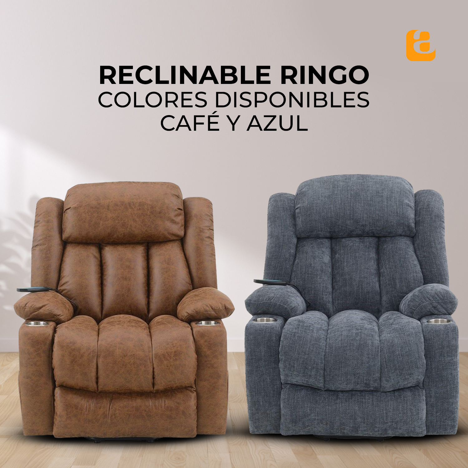 Sillón Reclinable Eléctrico Ringo con Masaje y Elevación de Tela Color Azul