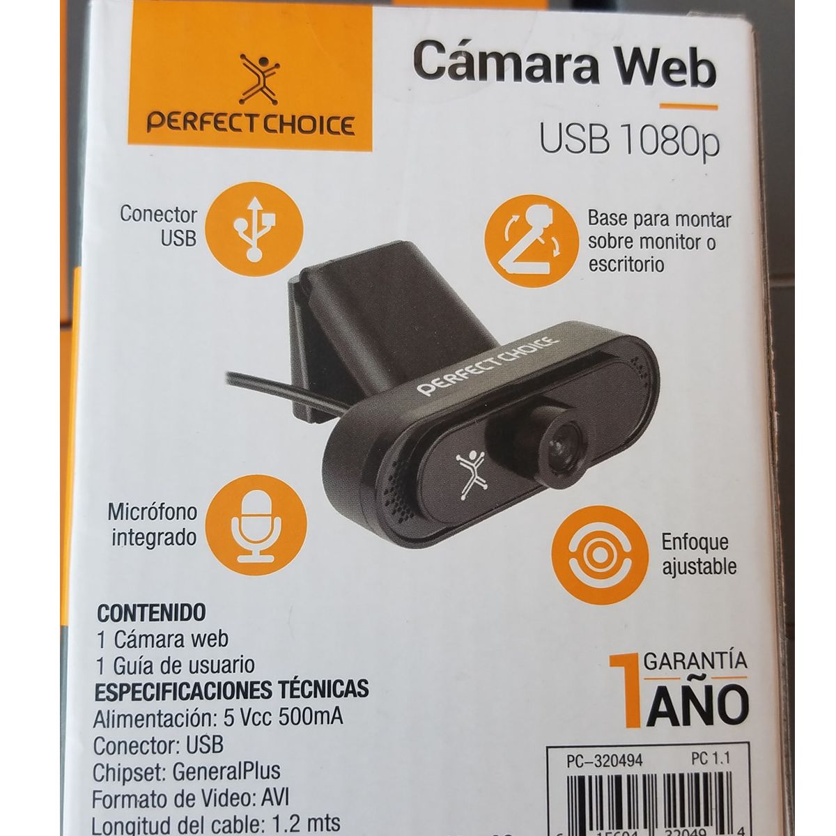 Cámara Web Audio y Video USB Full HD 1080p Perfect Choice 