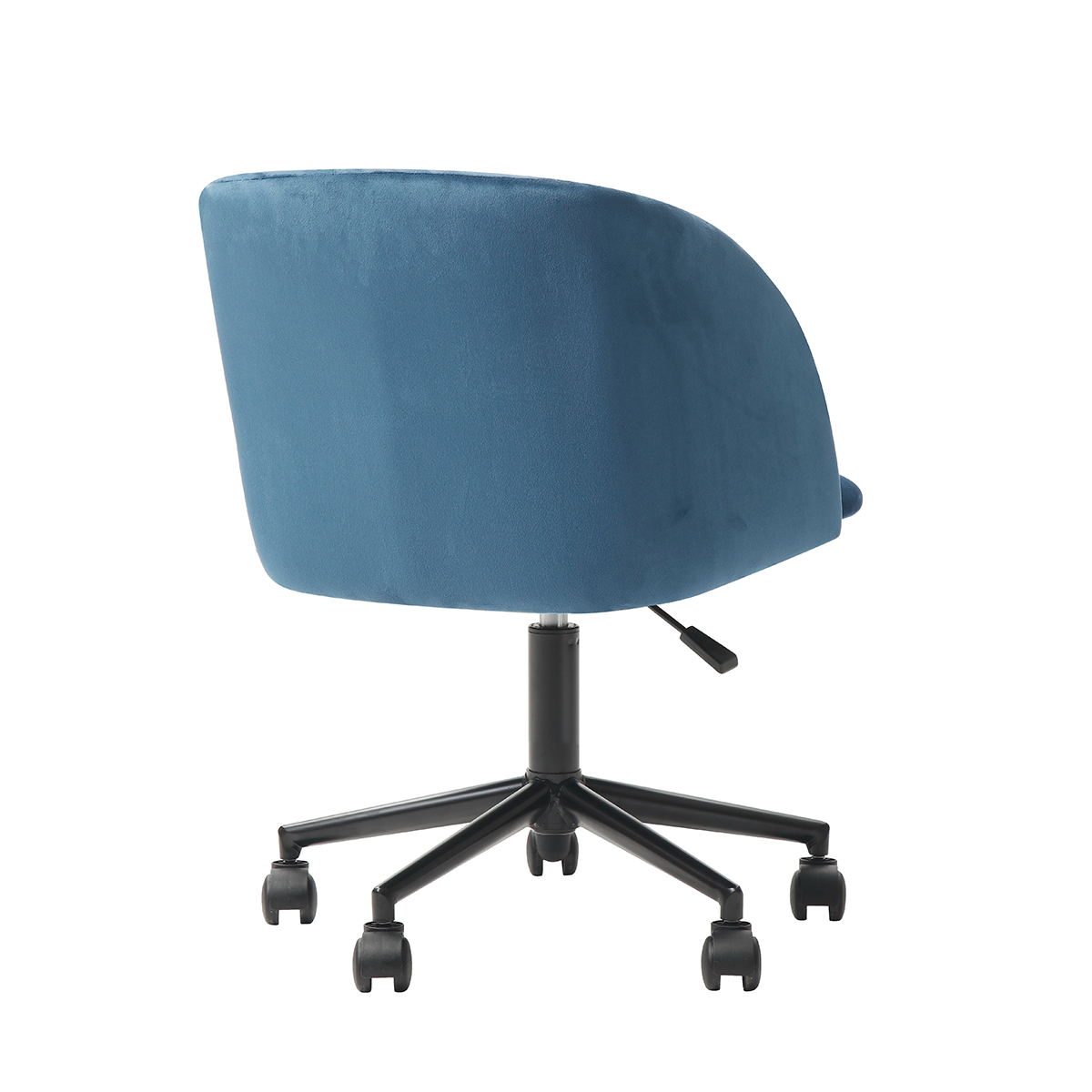 Silla de Oficina Giratoria en Terciopelo Azul con Altura Ajustable y Asiento Acolchado