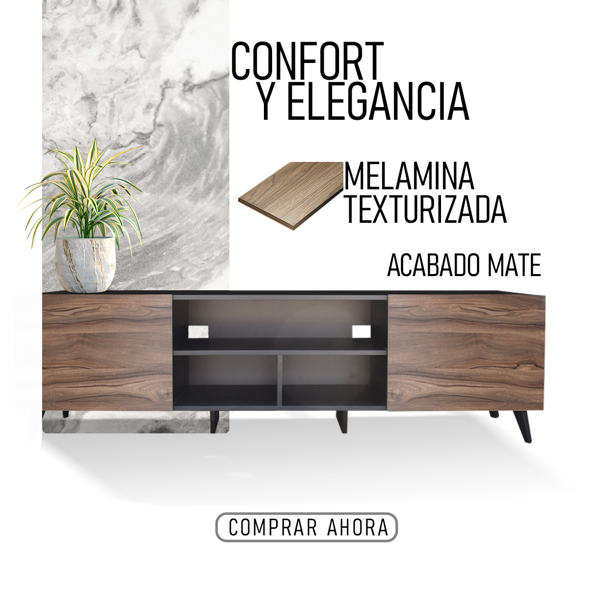 Hogare Centro de Entretenimiento Europa para TV de 80 Pulgadas Mueble TV  Negro Parota