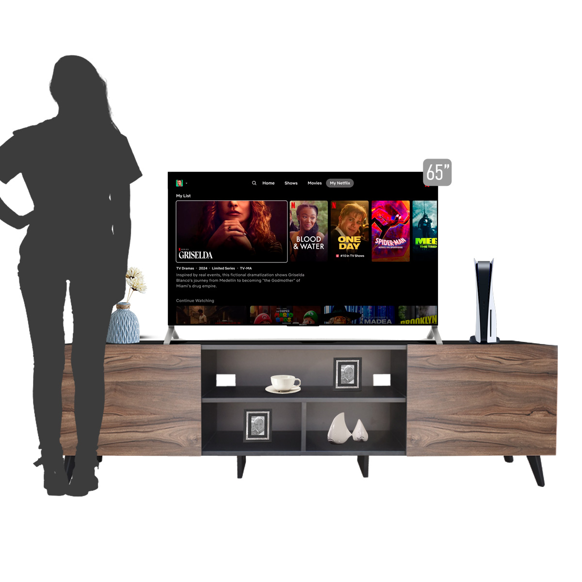 Hogare Centro de Entretenimiento Europa para TV de 80 Pulgadas Mueble TV  Negro Parota