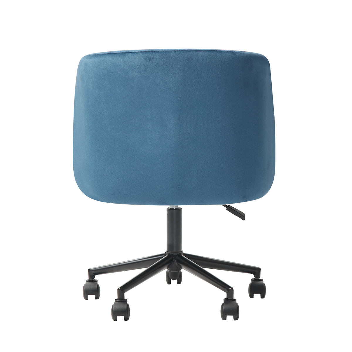 Silla de Oficina Giratoria en Terciopelo Azul con Altura Ajustable y Asiento Acolchado