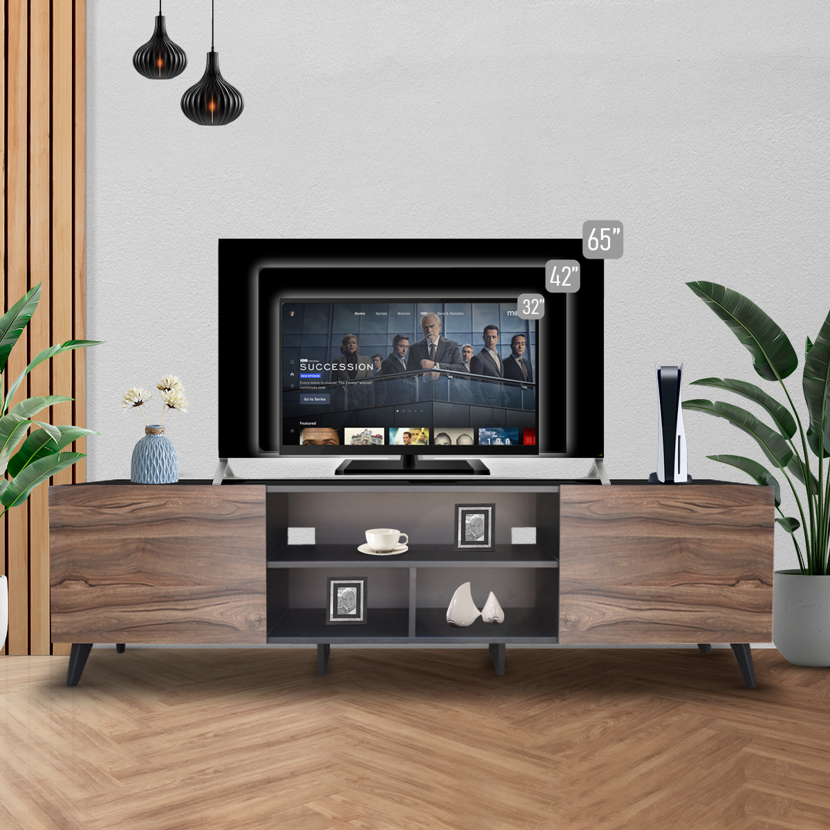 Hogare Centro de Entretenimiento Europa para TV de 80 Pulgadas Mueble TV  Negro Parota