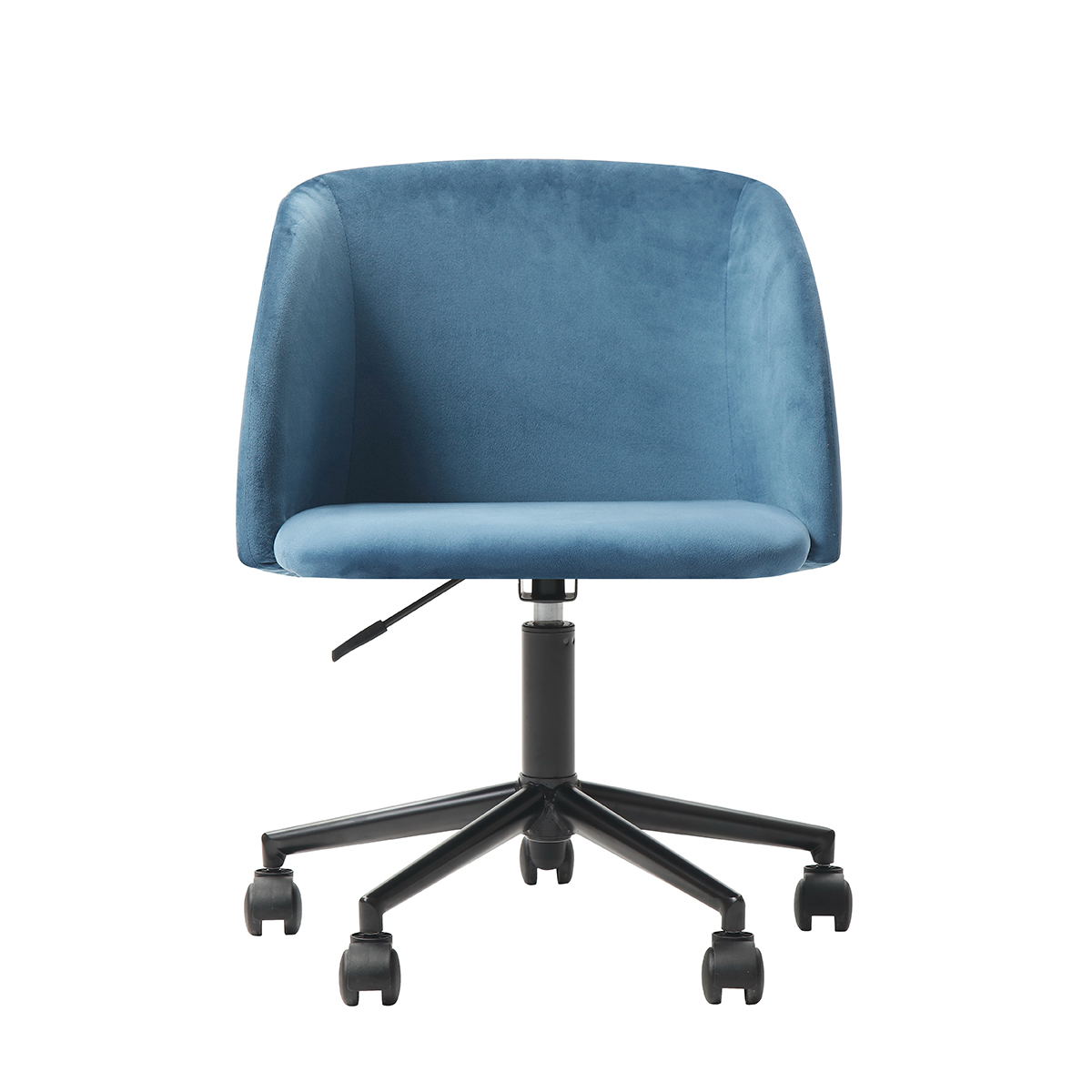 Silla de Oficina Giratoria en Terciopelo Azul con Altura Ajustable y Asiento Acolchado