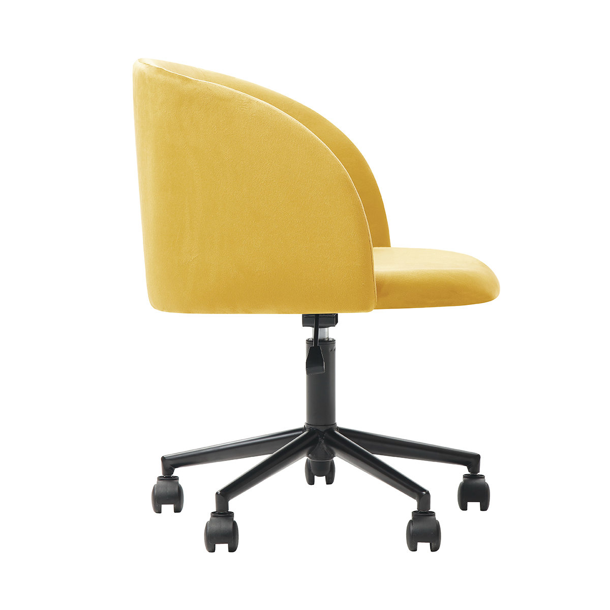 Silla de Oficina Giratoria en Terciopelo Mostaza con Altura Ajustable y Asiento Acolchado