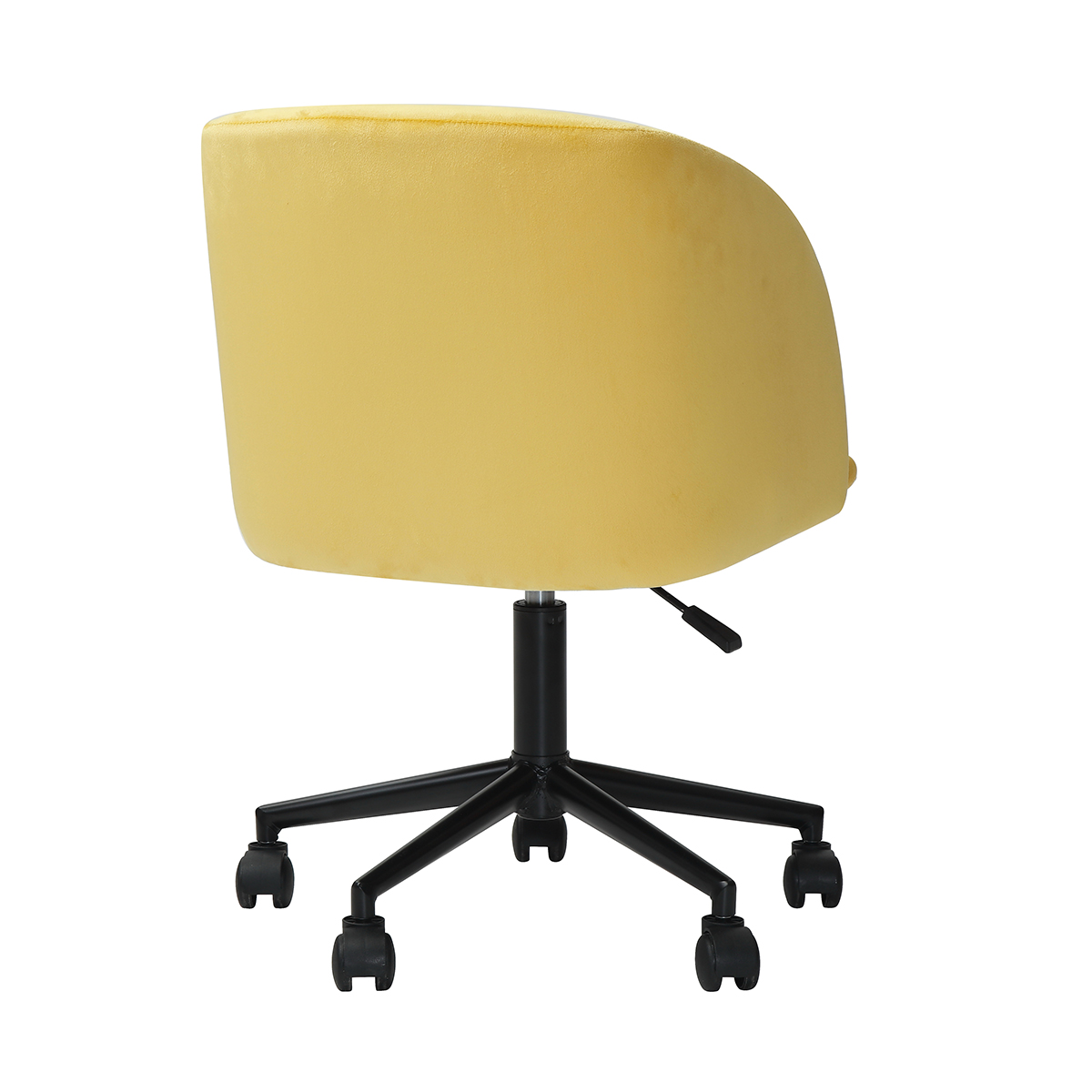 Silla de Oficina Giratoria en Terciopelo Mostaza con Altura Ajustable y Asiento Acolchado